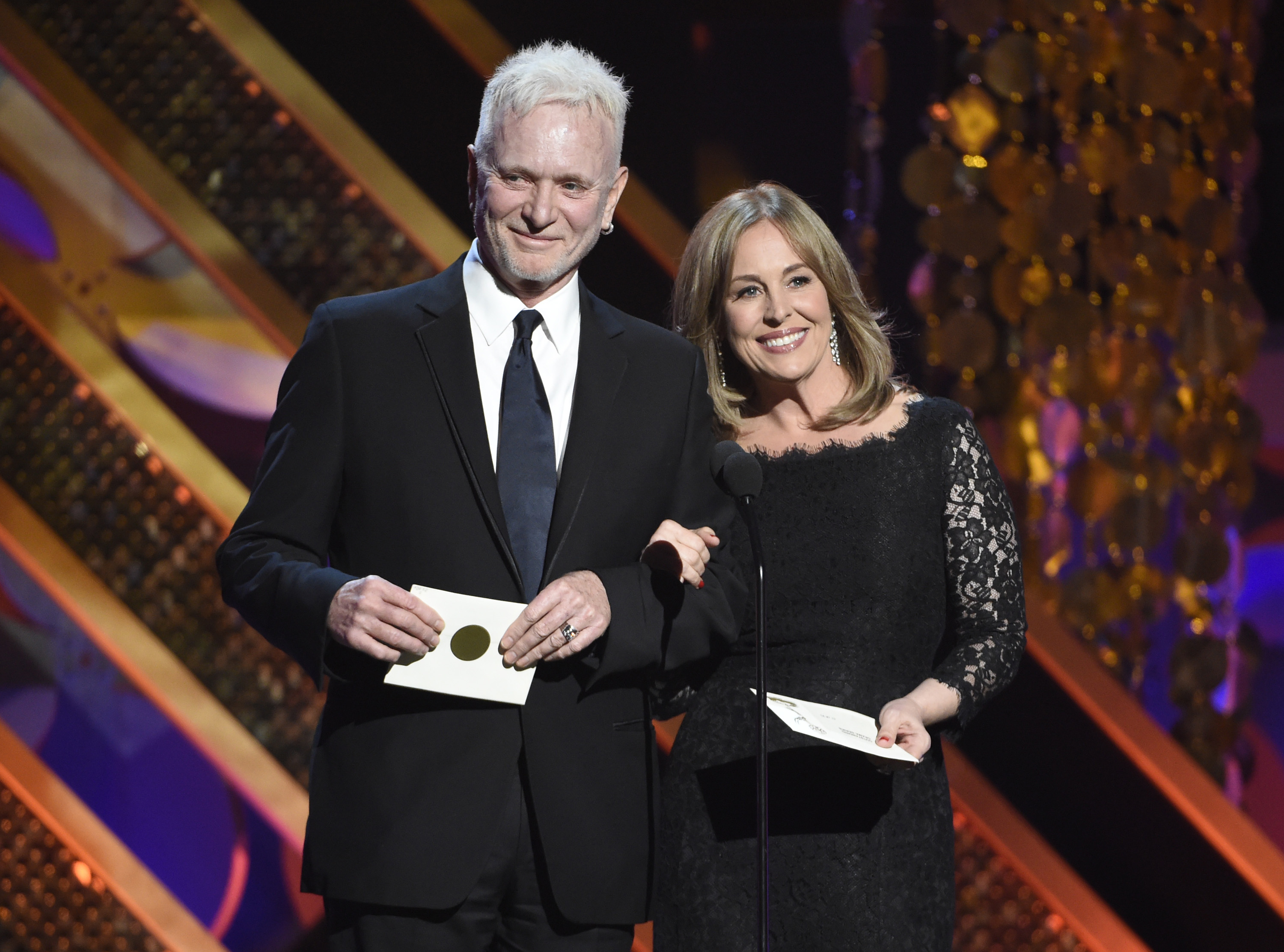 Anthony Geary, left, and Genie Francis present the award for outstanding drama series at the 42nd annual Daytime Emmy Awards at Warner Bros. Studios on Sunday, April 26, 2015, in Burbank, Calif. (Photo by Chris Pizzello/Invision/AP) (Chris Pizzello/invision/ap)
