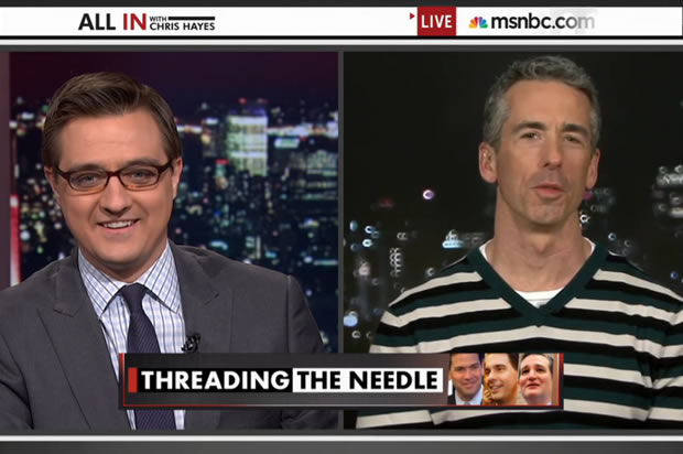Chris Hayes and Dan Savage (Screen shot)