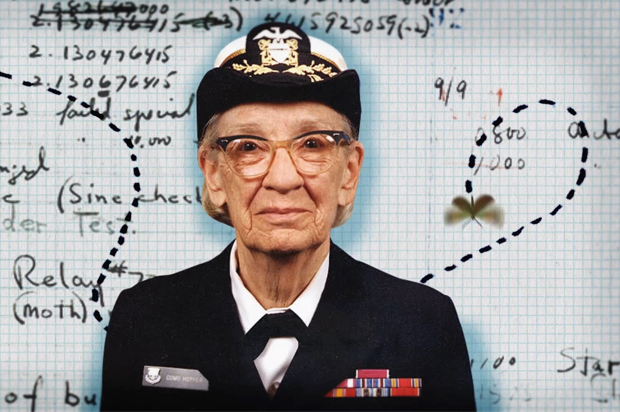 Grace Hopper pictured in a still from "CODE: Debugging the Gender Gap"