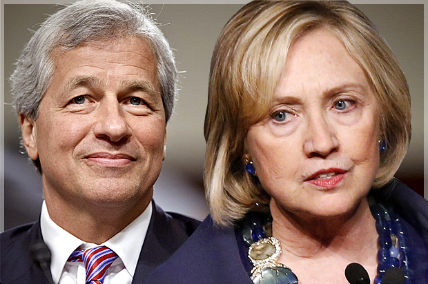 Jamie Dimon, Hillary Clinton (AP/J. Scott Applewhite/Jason DeCrow/Photo montage by Salon)