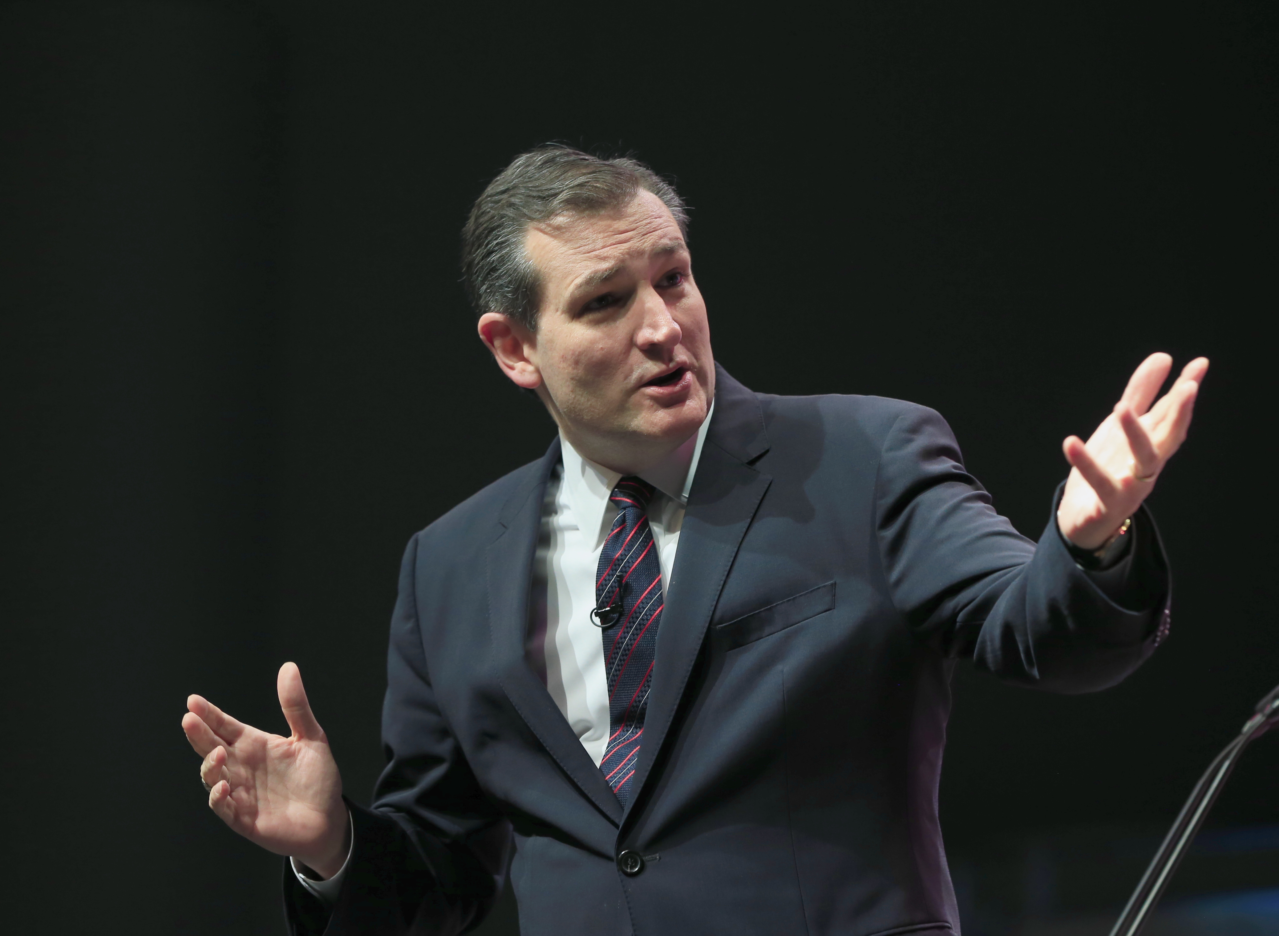 Republican Presidential candidate Sen. Ted Cruz, R-Texas speaks at the Iowa Faith & Freedom 15th Annual Spring Kick Off, in Waukee, Iowa, Saturday, April 25, 2015. (AP Photo/Nati Harnik) (AP)
