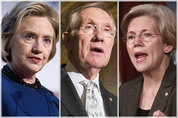 Hillary Clinton, Harry Reid, Elizabeth Warren (AP/Jin Lee/J. Scott Applewhite/Charles Dharapak)