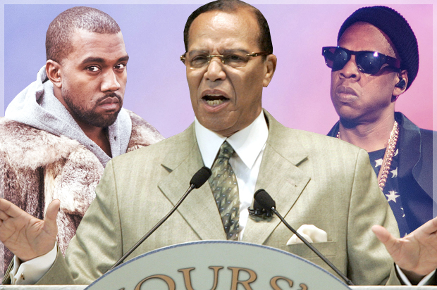 Kanye West, Louis Farrakhan, Jay Z (AP/Reuters/Zacharie Scheurer/Rebecca Cook/Robin Harper/Photo montage by Salon)