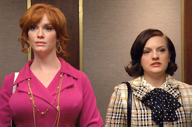Christina Hendricks and Elisabeth Moss in "Mad Men" (AMC)