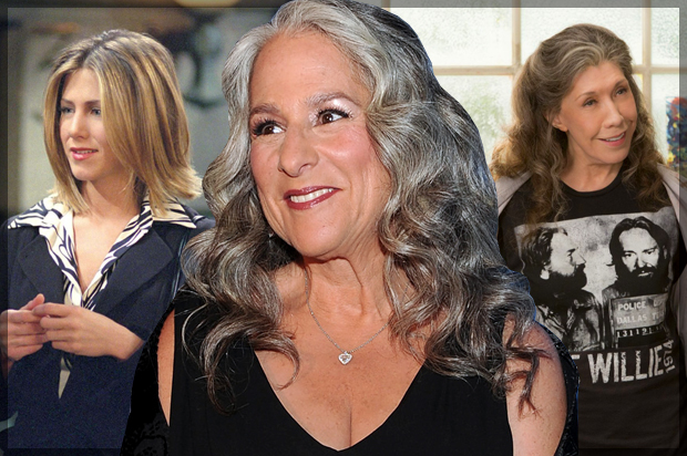 Marta Kauffman; Jennifer Aniston in "Friends," Lily Tomlin in "Grace and Frankie" (AP/Frank Micelotta/NBC/Netflix/Salon)
