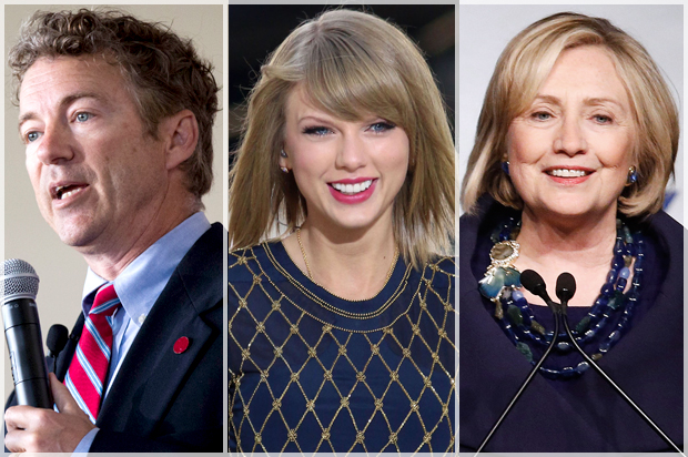 Rand Paul, Taylor Swift, Hillary Clinton (AP/Andrew Nelles/Greg Allen/Jason DeCrow)