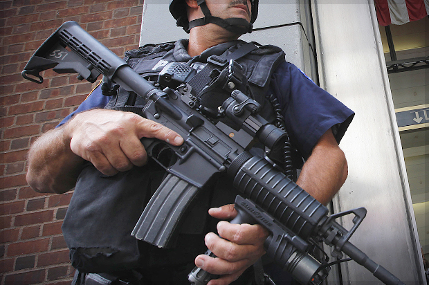 A police officer in Lower Manhattan, Sept. 8, 2011. (Reuters/Lucas Jackson)