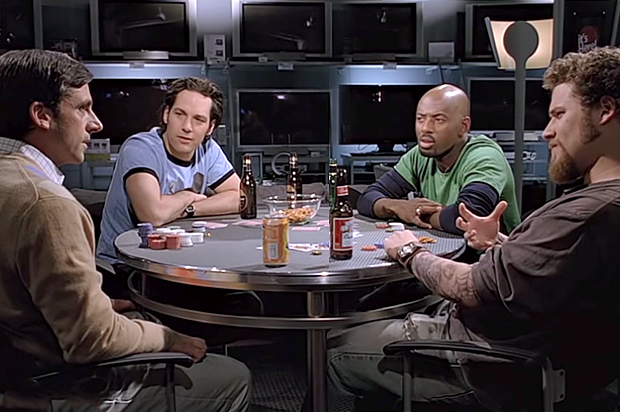 Steve Carell, Paul Rudd, Romany Malco and Seth Rogen in "The 40 Year Old Virgin" (Univeral Pictures)