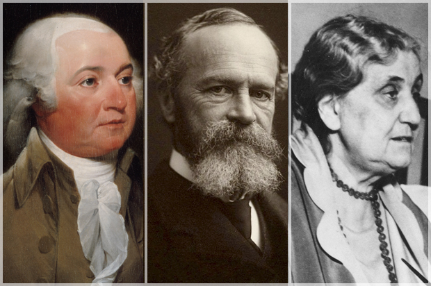 John Adams, William James, Jane Addams (AP/Wikimedia)