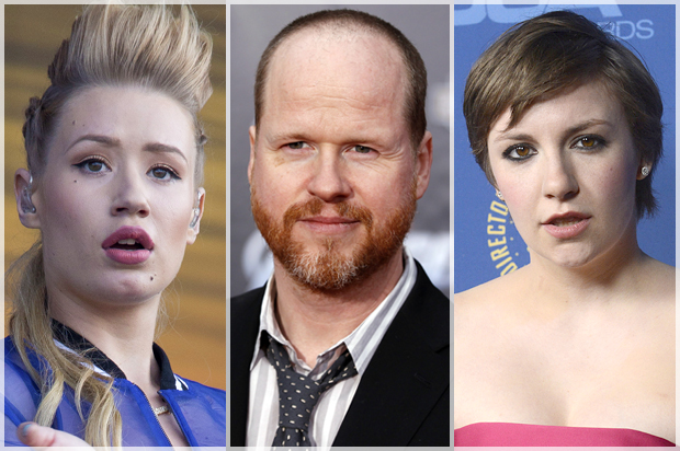 Iggy Azalea, Joss Whedon, Lena Dunham (AP/Reuters/Joel Ryan/Danny Moloshok/Phil McCarten)