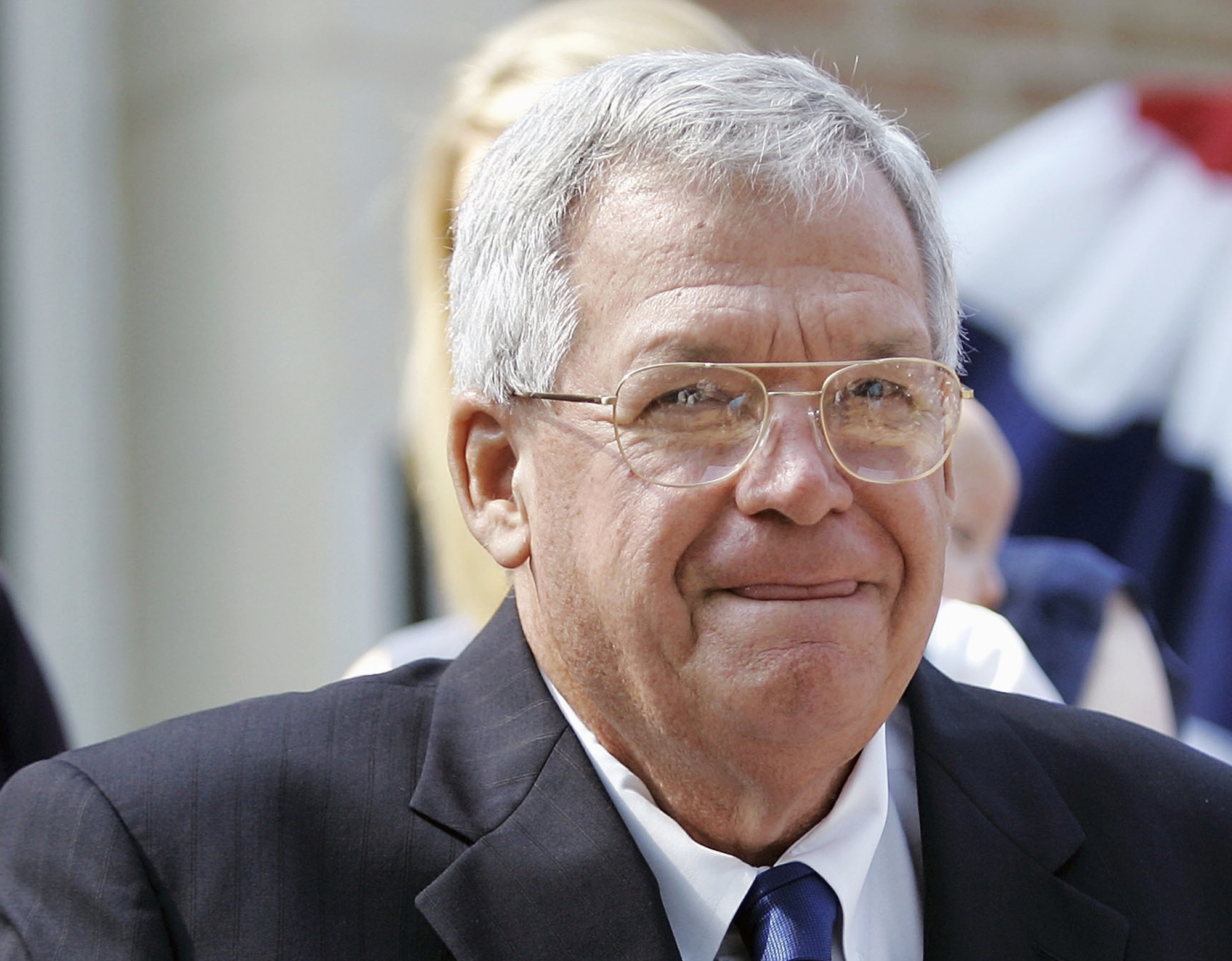 FILE - In this Aug. 17, 2007, file photo, former House Speaker Dennis, Hastert, R-Ill., announces that he will not seek re-election for a 12th term in Yorkville, Ill. Federal prosecutors have indicted Thursday, May 28, 2015, the former U.S. House Speaker on bank-related charges. (AP/Brian Kersey)