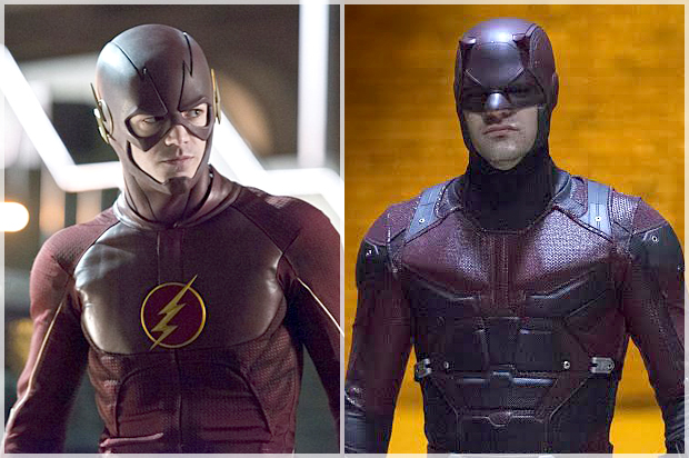 Grant Gustin in "The Flash," Charlie Cox in "Daredevil" (The CW/Netflix)