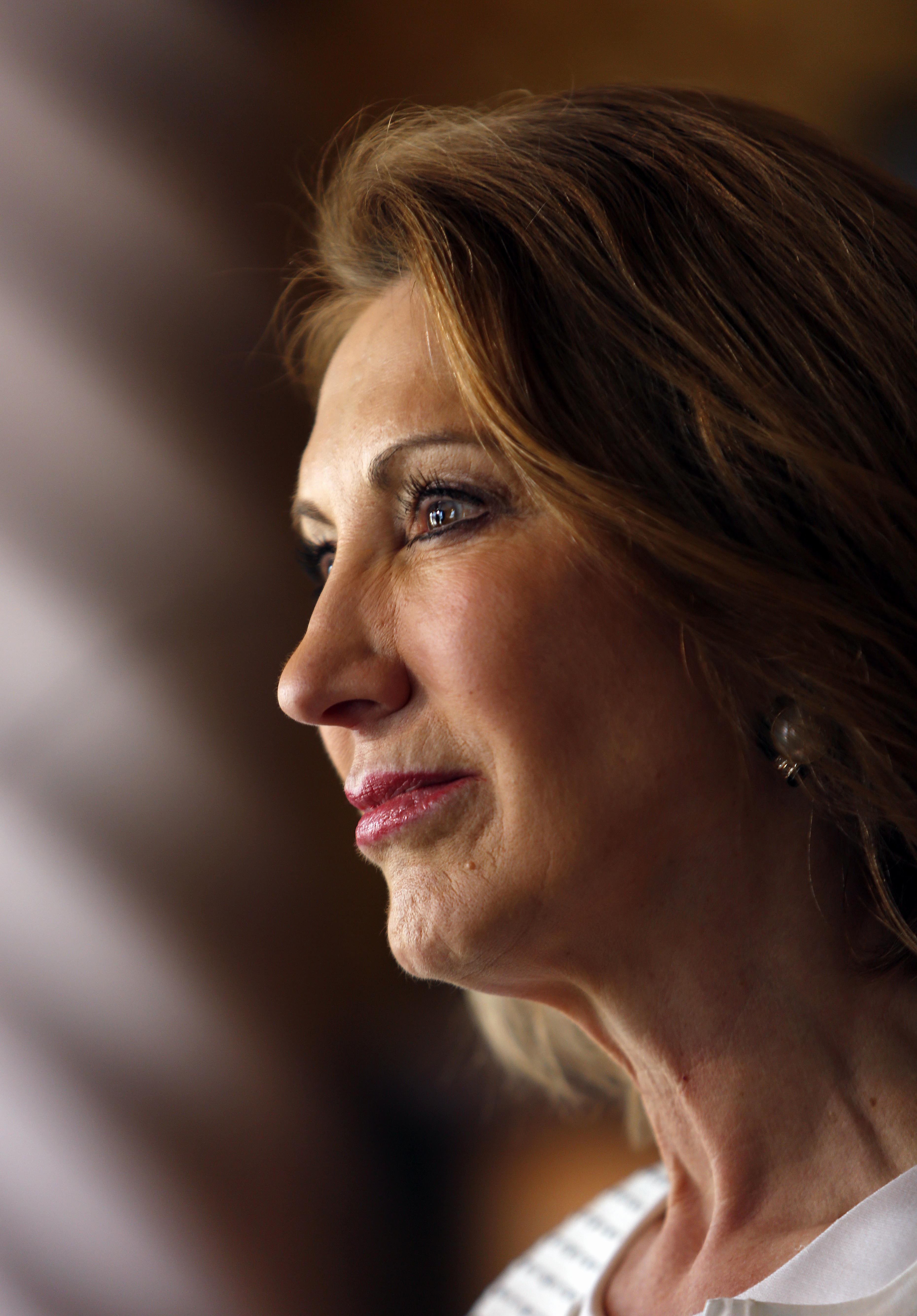 Republican presidential candidate, former Hewlett-Packard  CEO Carly Fiorina is seen at a luncheon hosted by the Derry Republican Town Committee, Tuesday, May 26, 2015, in Derry,NH (AP Photo/Jim Cole) (AP)