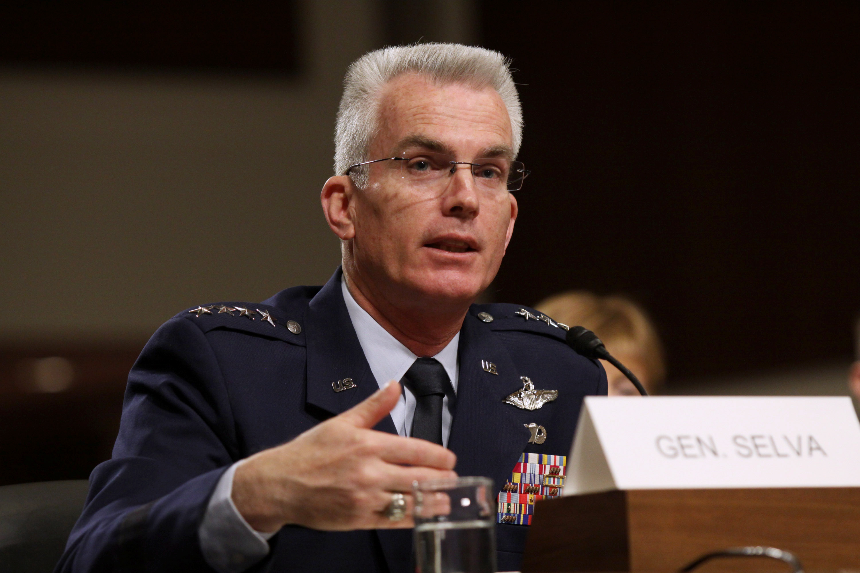 FILE - In this March 11, 2014, file photo, Air Force Gen. Paul Selva testifies on Capitol Hill in Washington, Tuesday, March 11, 2014 , before the Senate Armed Services Committee hearing to consider the nomination of Selva for reappointment to the grade of general and to be Commander, United States Transportation Command. Officials on May 4, 2015, said President Barack Obama is tapping Selva to serve as vice chairman of the Joint Chiefs of Staff. (AP Photo/Lauren Victoria Burke, File) (AP)