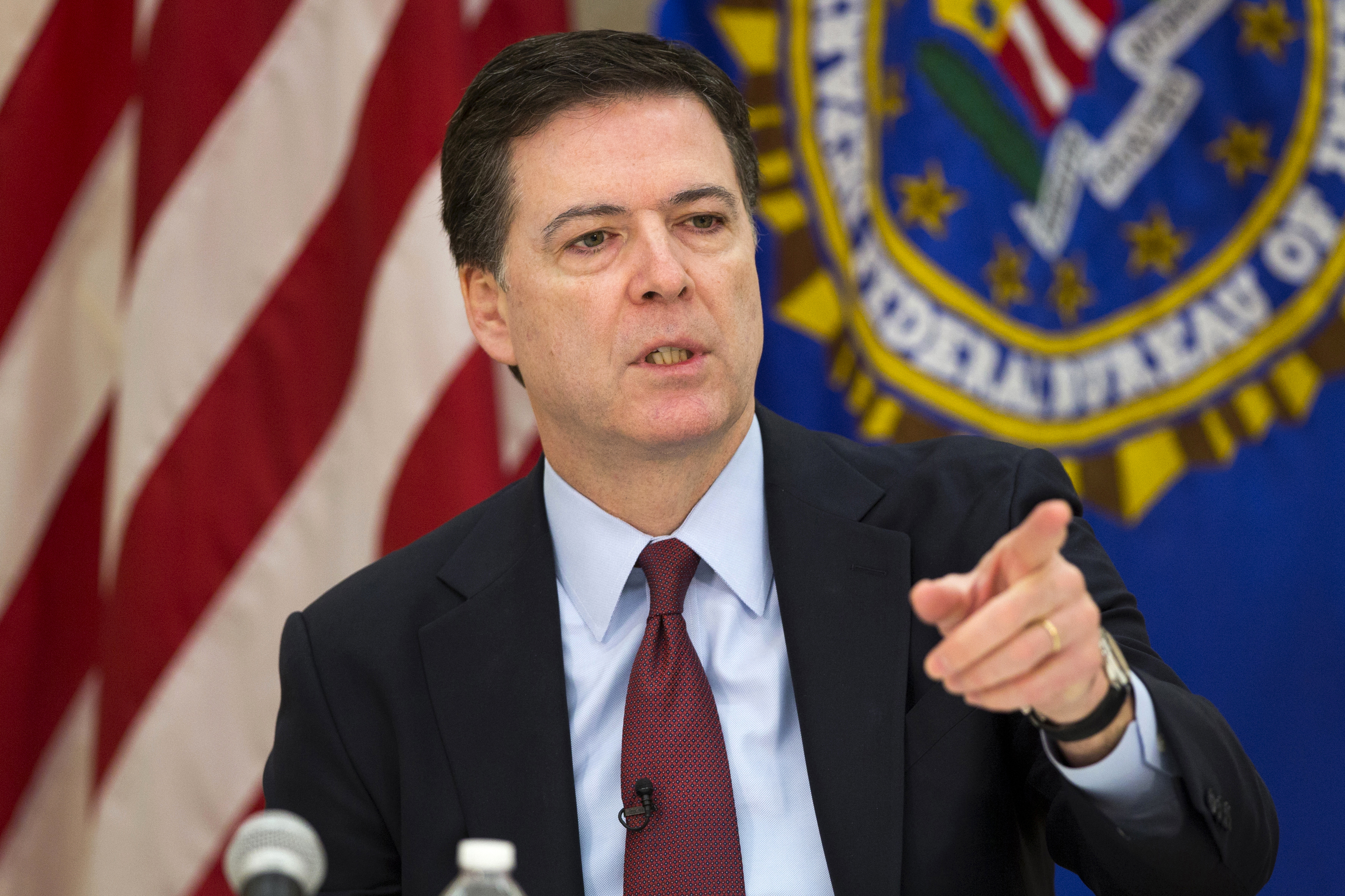 FILE - In this March 25, 2015 file photo of FBI director James Comey speaks at FBI headquarters in Washington. (AP Photo/ Evan Vucci, File) (AP)
