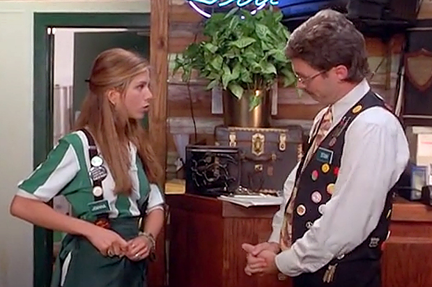 Jennifer Aniston and Mike Judge in "Office Space" (Twentieth Century Fox)