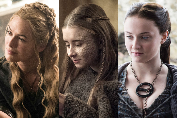 Lena Headey as Cersei Lannister; Kerry Ingram as Shireen Baratheon; Sophie Turner as Sansa Stark in "Game of Thrones" (HBO)