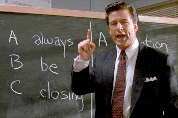 Alec Baldwin in "Glengarry Glen Ross"
