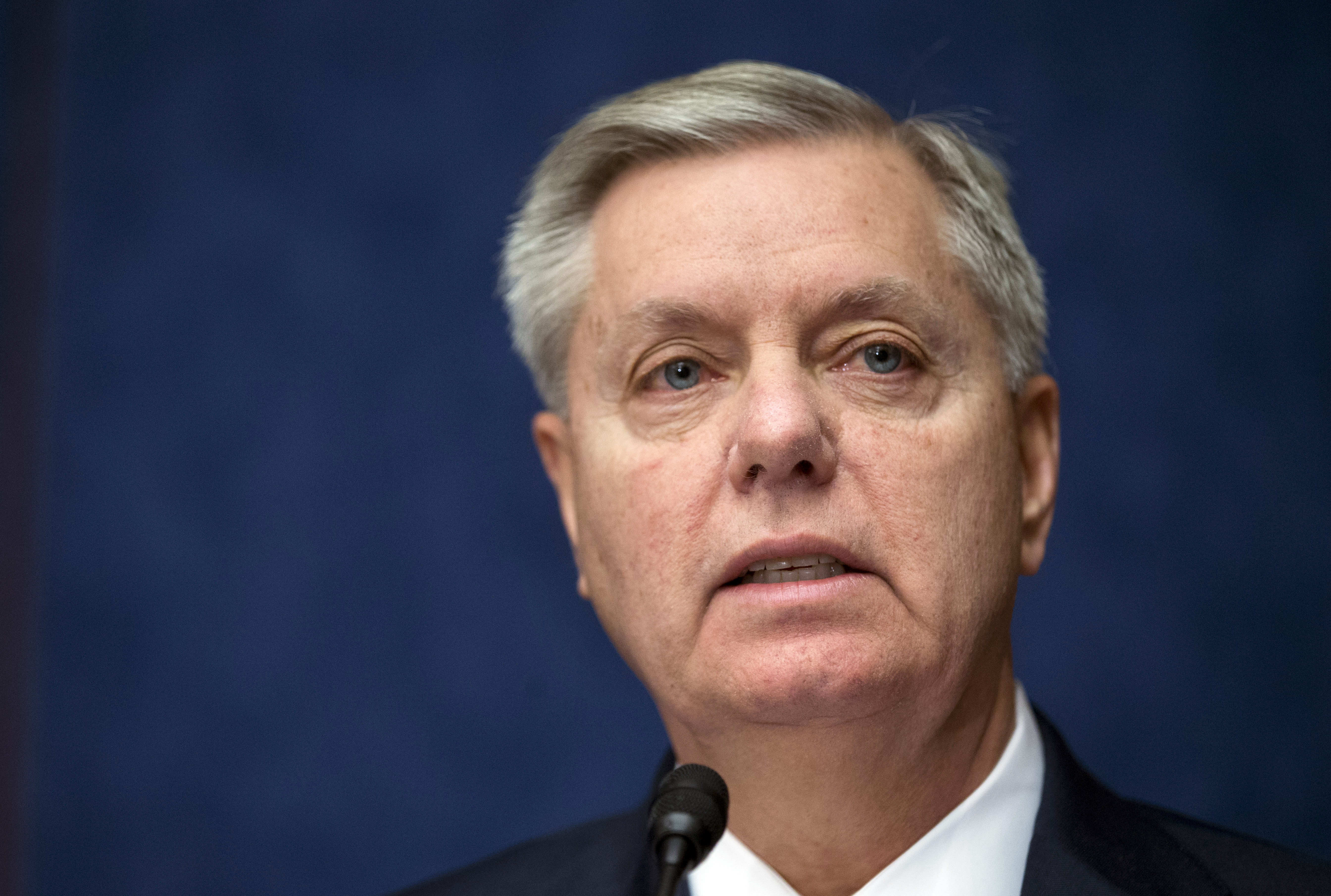 FILE - In this March 12, 2015 file photo, Sen. Lindsey Graham, R-S.C. speaks on Capitol Hill in Washington.  Lindsey Graham will launch his bid for president in the small South Carolina town where he grew up.  (AP Photo/Manuel Balce Ceneta, File) (AP)