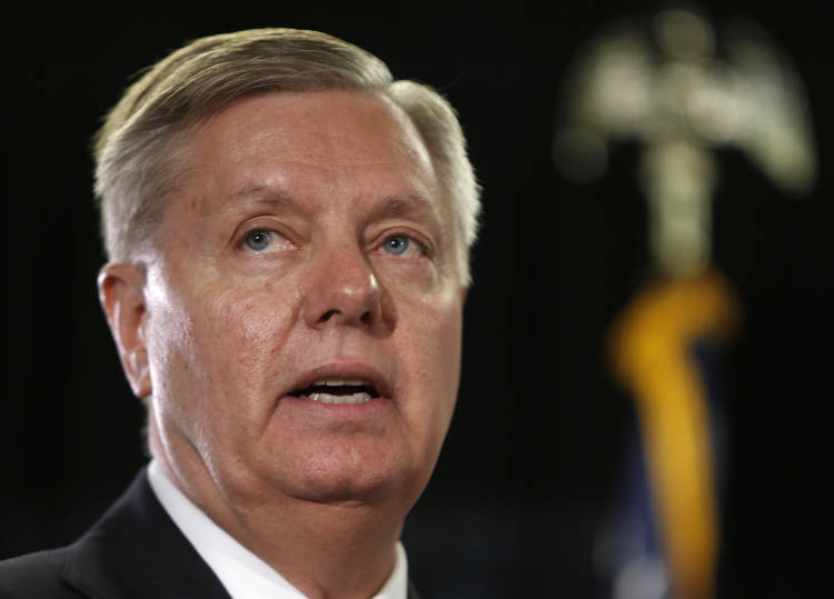 FILE - In this June 3, 2015 file photo, Republican presidential candidate, Sen. Lindsey Graham, R-S.C., speaks in Manchester, N.H. Its time for Republican presidential contenders to Roast and Ride, a new twist in Iowas down-home presidential politicking. A weekend gathering by freshman Sen. Joni Ernst features a pig roast, speeches from seven 2016 hopefuls and a motorcycle ride that promises to get at least a few of them on wheels. Its a prime political event for Republicans in a state known for a straw poll that is declining in relevance and for an annual steak fry for Democrats that had its last hurrah last year.  (AP Photo/Jim Cole, File) (AP)