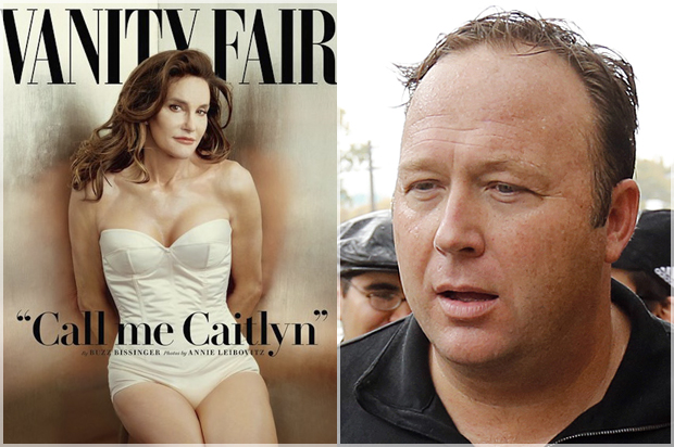 Caitlyn Jenner on the cover of "Vanity Fair"; Alex Jones (Reuters/Jim Bourg)