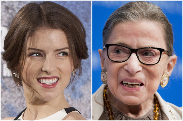 Anna Kendrick, Ruth Bader Ginsburg (AP/Abraham Caro Marin/Manuel Balce Ceneta)