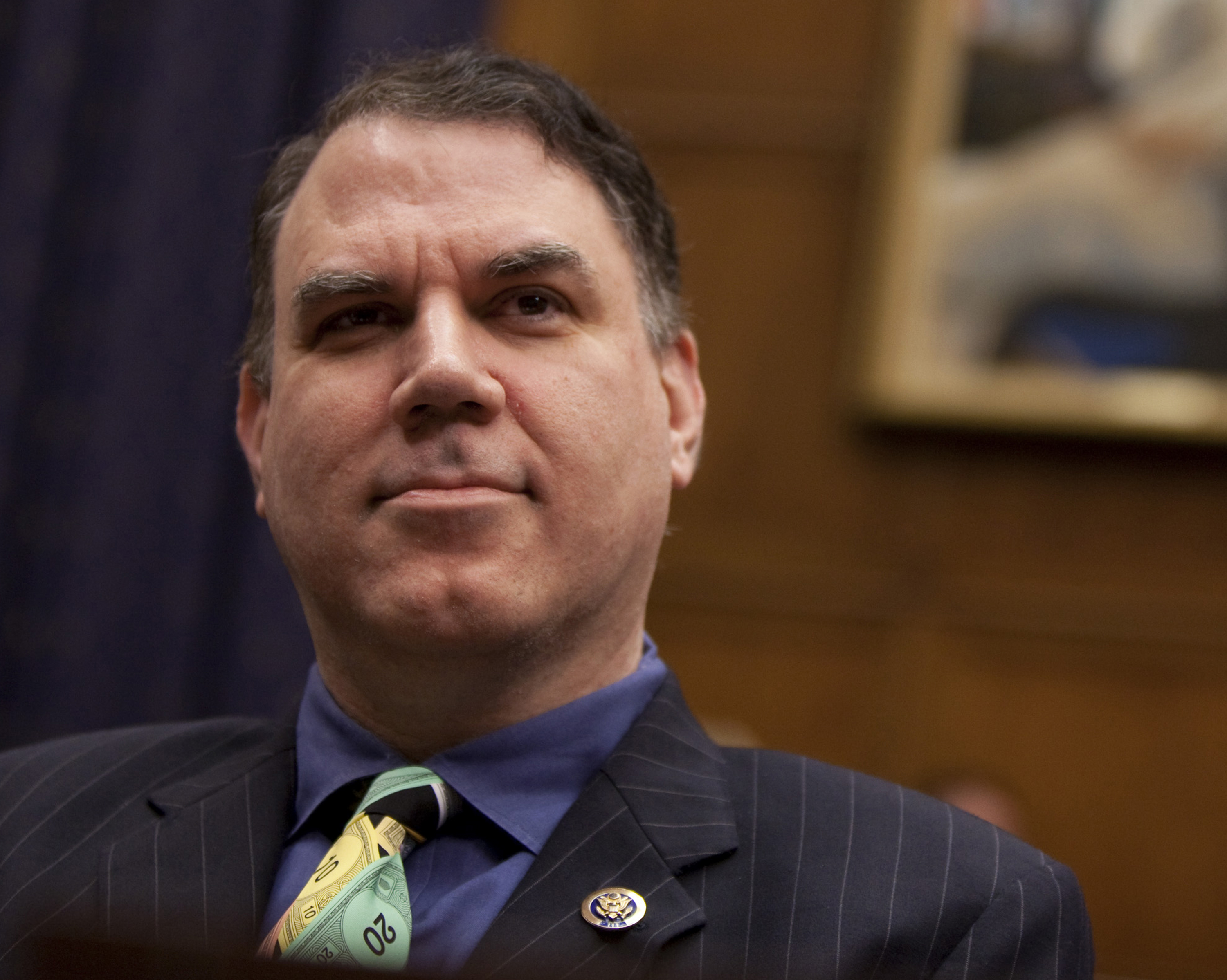 FILE - In this Oct. 1, 2009 file photo, Rep. Alan Grayson, D-Fla. listens during a hearing on Capitol Hill in Washington. For a while it looked like Florida Rep. Patrick Murphy might have a clear shot at earning the Democratic nomination for the U.S. Senate seat Republican Marco Rubio is surrendering to run for president. National and state party leaders quickly endorsed him, but fellow Rep. Alan Grayson,  an outspoken liberal, seems determined to have a primary few in the party want to see. (AP Photo/Evan Vucci, File) (AP)