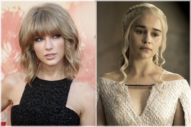 Taylor Swift; Emilia Clarke as Daenerys Targaryen in "Game of Thrones" (Reuters/Danny Moloshok/HBO)