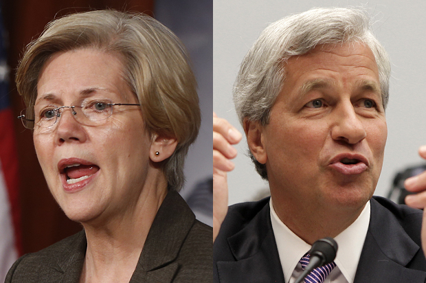 Elizabeth Warren, Jamie Dimon (AP/Charles Dharapak/Reuters/Yuri Gripas)