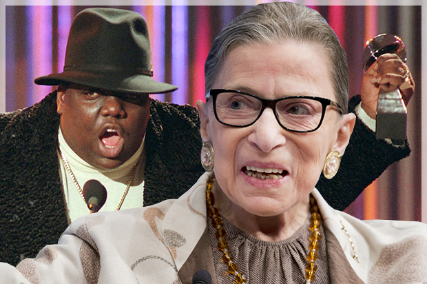Notorious B.I.G., Ruth Bader Ginsburg (AP/Mark Lennihan/Manuel Balce Ceneta/Photo montage by Salon)