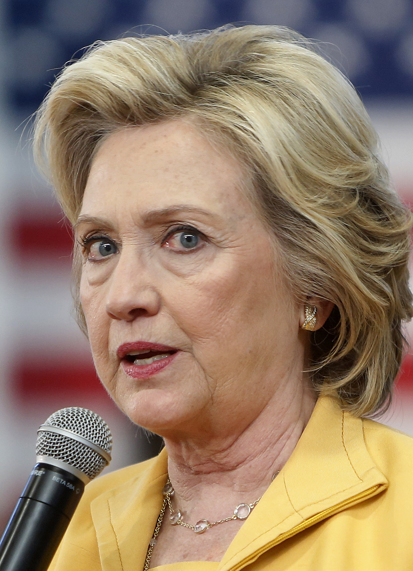 Democratic presidential candidate Hillary Rodham Clinton speaks during a campaign stop, Tuesday, July 28, 2015, in Nashua, N.H. (AP Photo/Jim Cole) (AP)