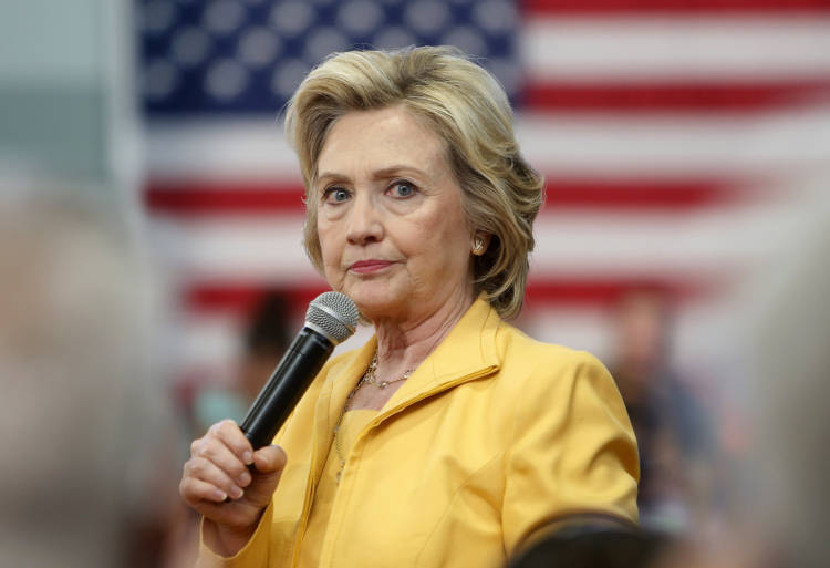 Hillary Clinton campaigns in New Hampshire (AP/Jim Cole)