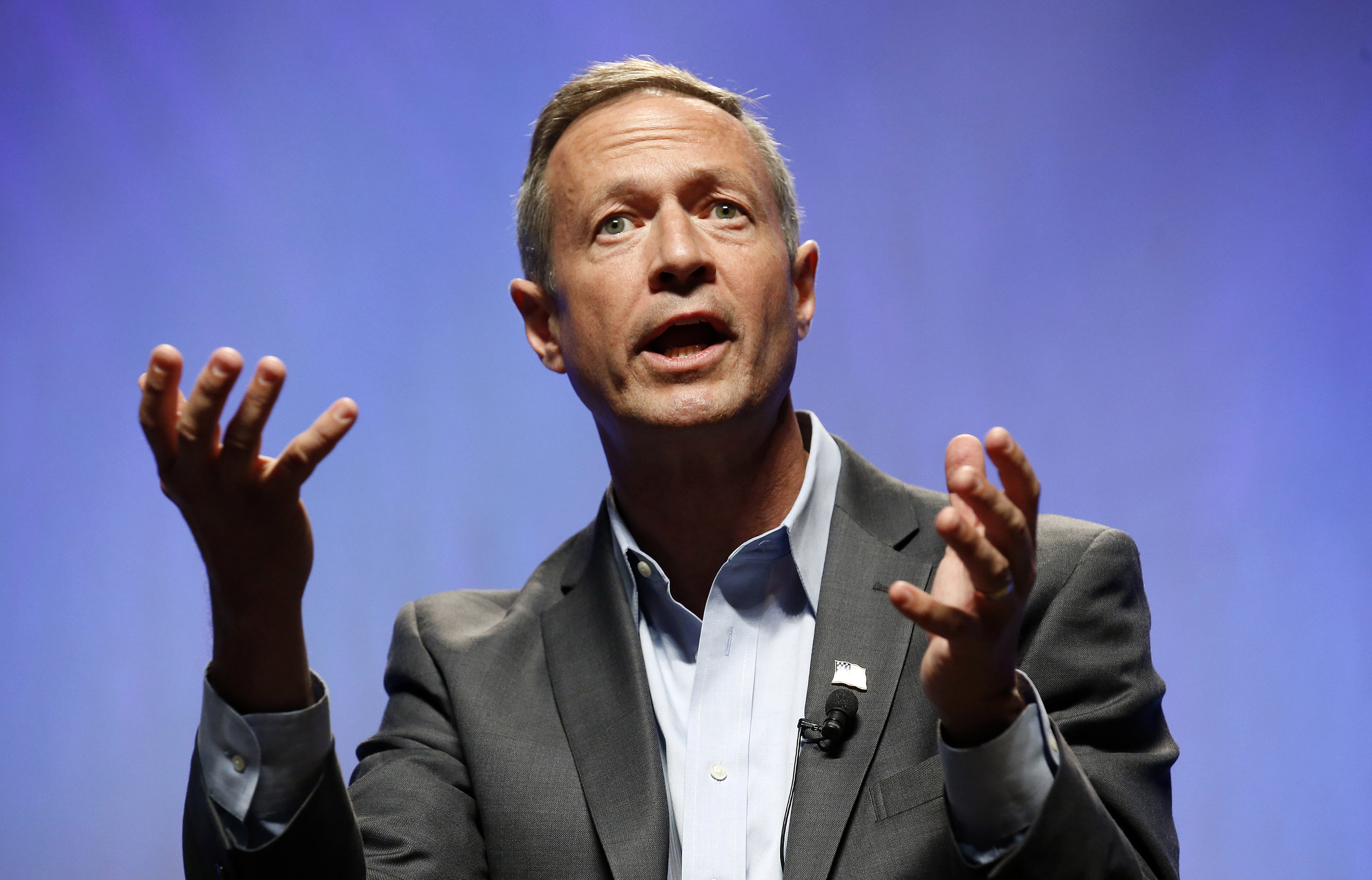 Democratic presidential candidate, former Maryland Gov. Martin O'Malley, speaks at a Netroots Nation town hall meeting, Saturday, July 18, 2015, in Phoenix. (AP Photo/Ross D. Franklin) (AP)