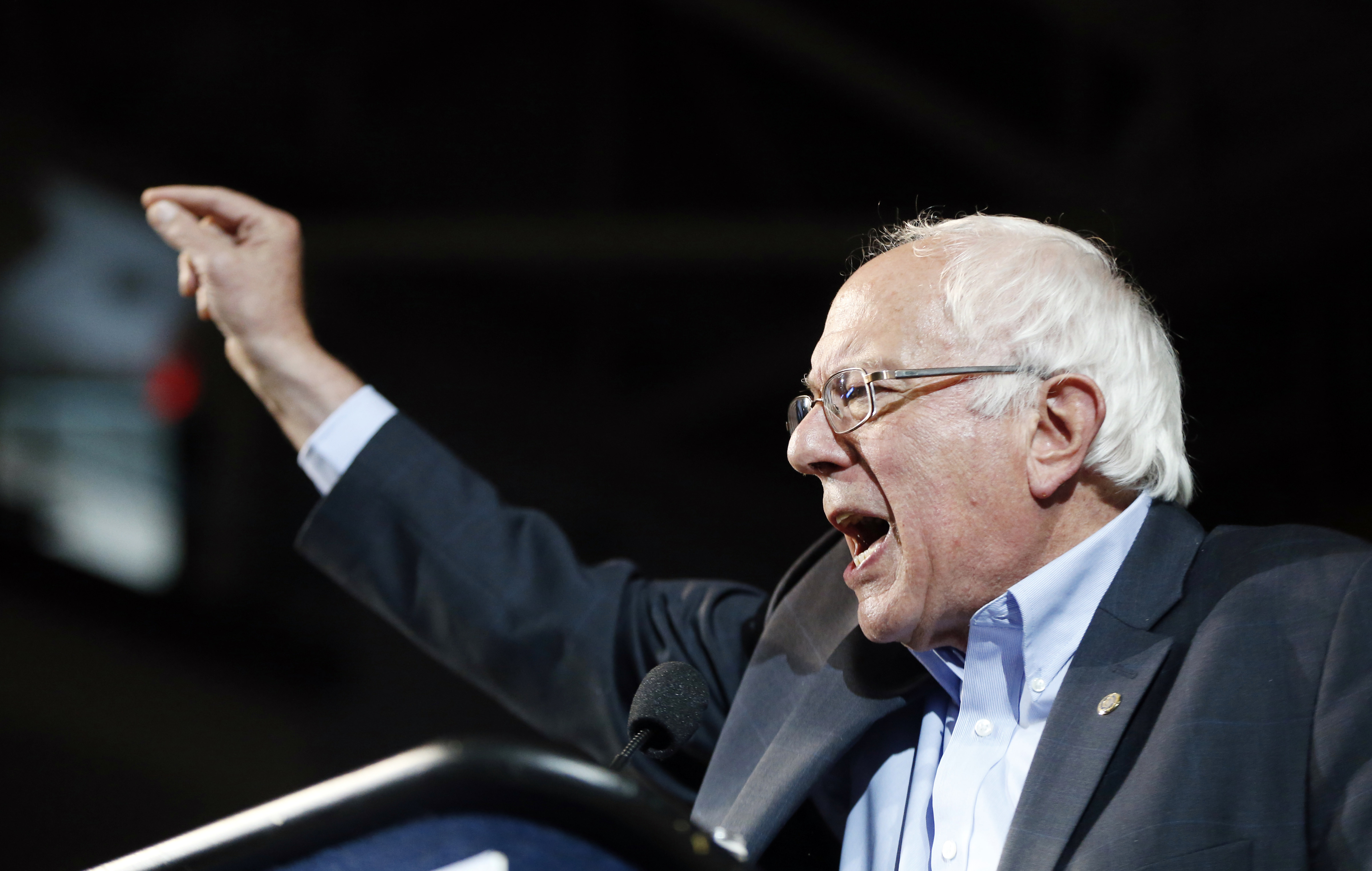 Democratic presidential candidate Sen. Bernie Sanders, I-Vt., speaks at a campaign rally in Portland, Maine. (AP Photo/Robert F. Bukaty)