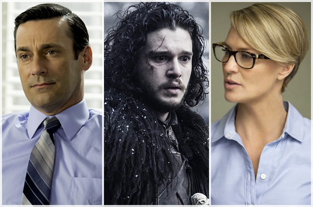 Jon Hamm in "Mad Men," Kit Harington in "Game of Thrones," Robin Wright in "House of Cards" (AMC/HBO/Netflix)