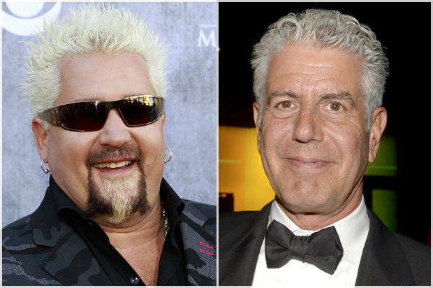 Guy Fieri, Anthony Bourdain (Reuters/Steve Marcus/AP/Phil Mccarten)