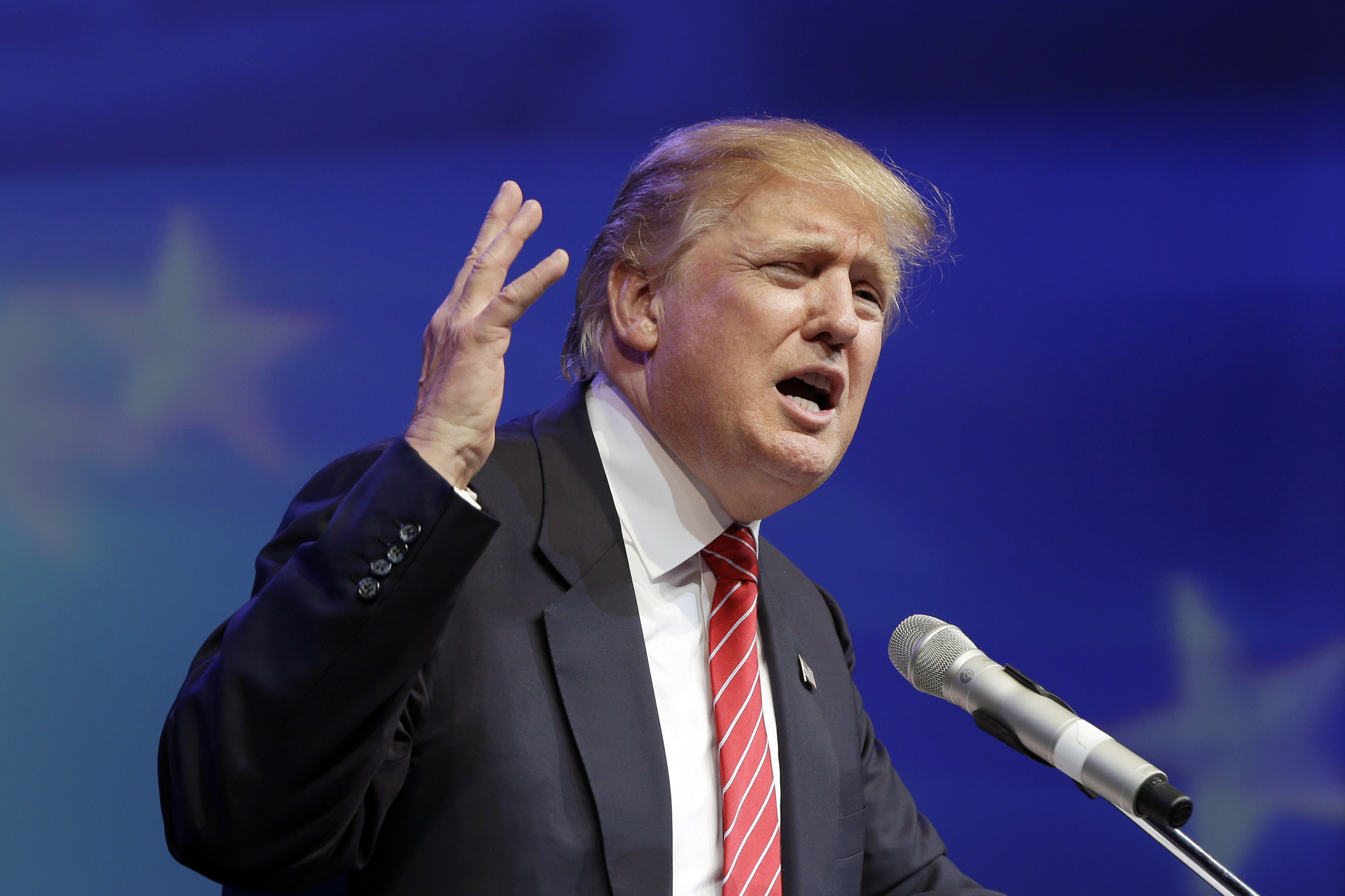 In this July 17, 2015, file photo, Republican presidential hopeful Donald Trump speaks at the Republican Party of Arkansas Reagan Rockefeller dinner in Hot Springs, Ark. Trump faced an avalanche of fresh criticism July 20 for questioning Sen. John McCain's heroism. But hes getting no pressure at all from the one community that could push a candidate out of the 2016 presidential race: political donors. (AP Photo/Danny Johnston) (AP/Danny Johnston)