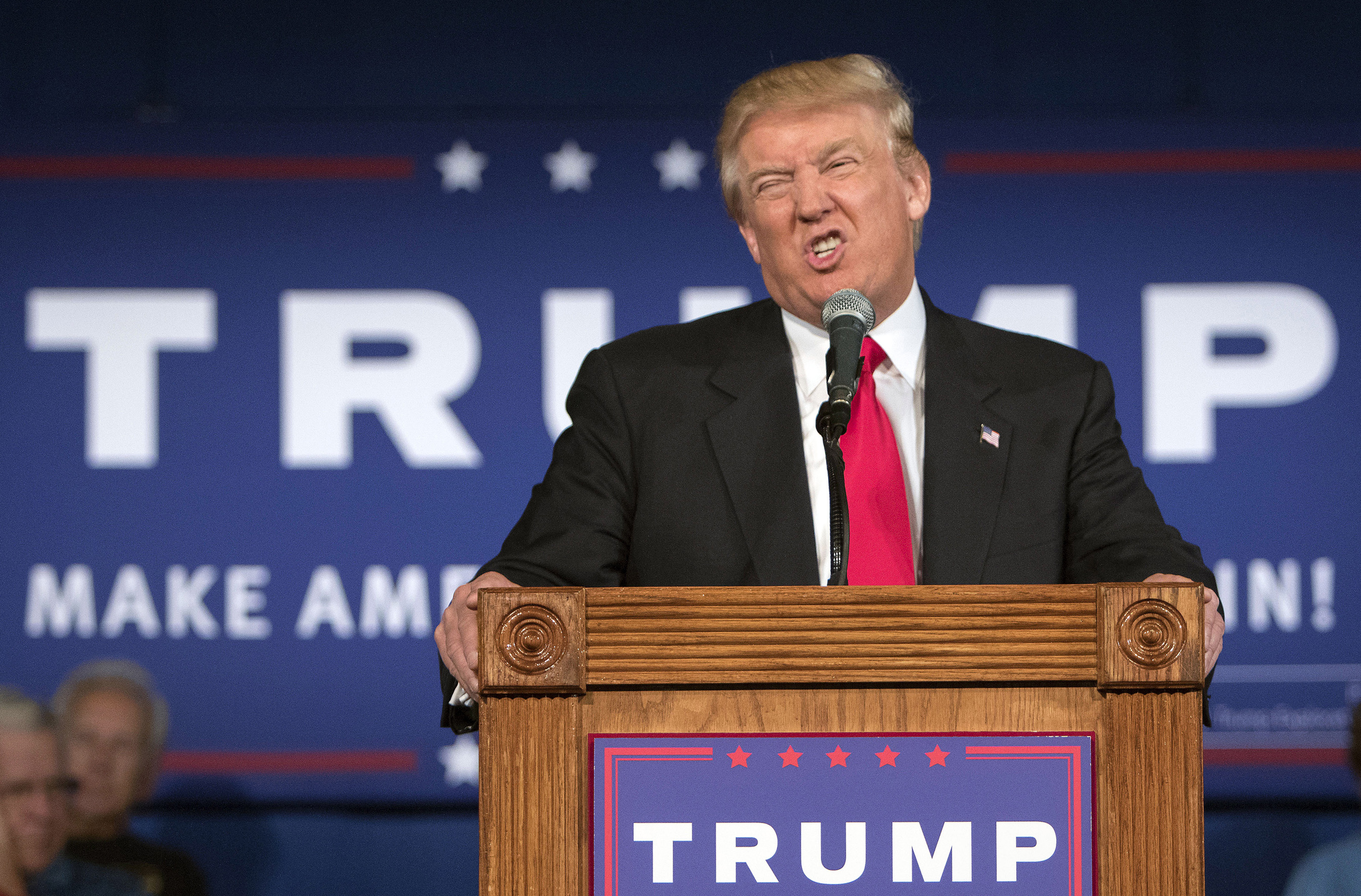 Republican presidential hopeful Donald Trump speaks at his South Carolina campaign kickoff rally in Bluffton, S.C., Tuesday, July 21, 2015. (AP Photo/Stephen B. Morton) (AP)