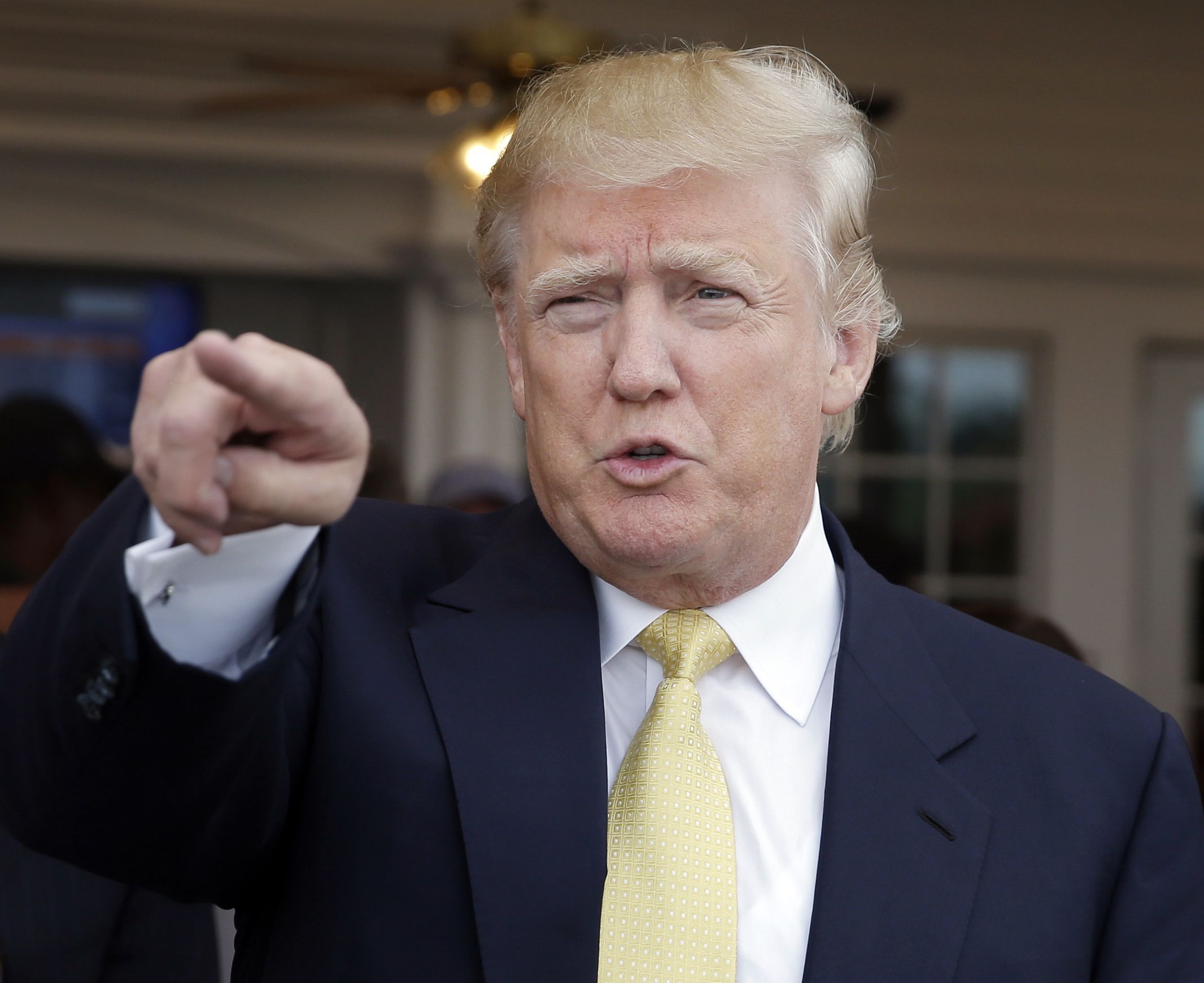 Republican presidential candidate Donald Trump arrives to a fundraising event at a golf course in the Bronx borough of New York, Monday, July 6, 2015. (AP Photo/Seth Wenig) (AP)