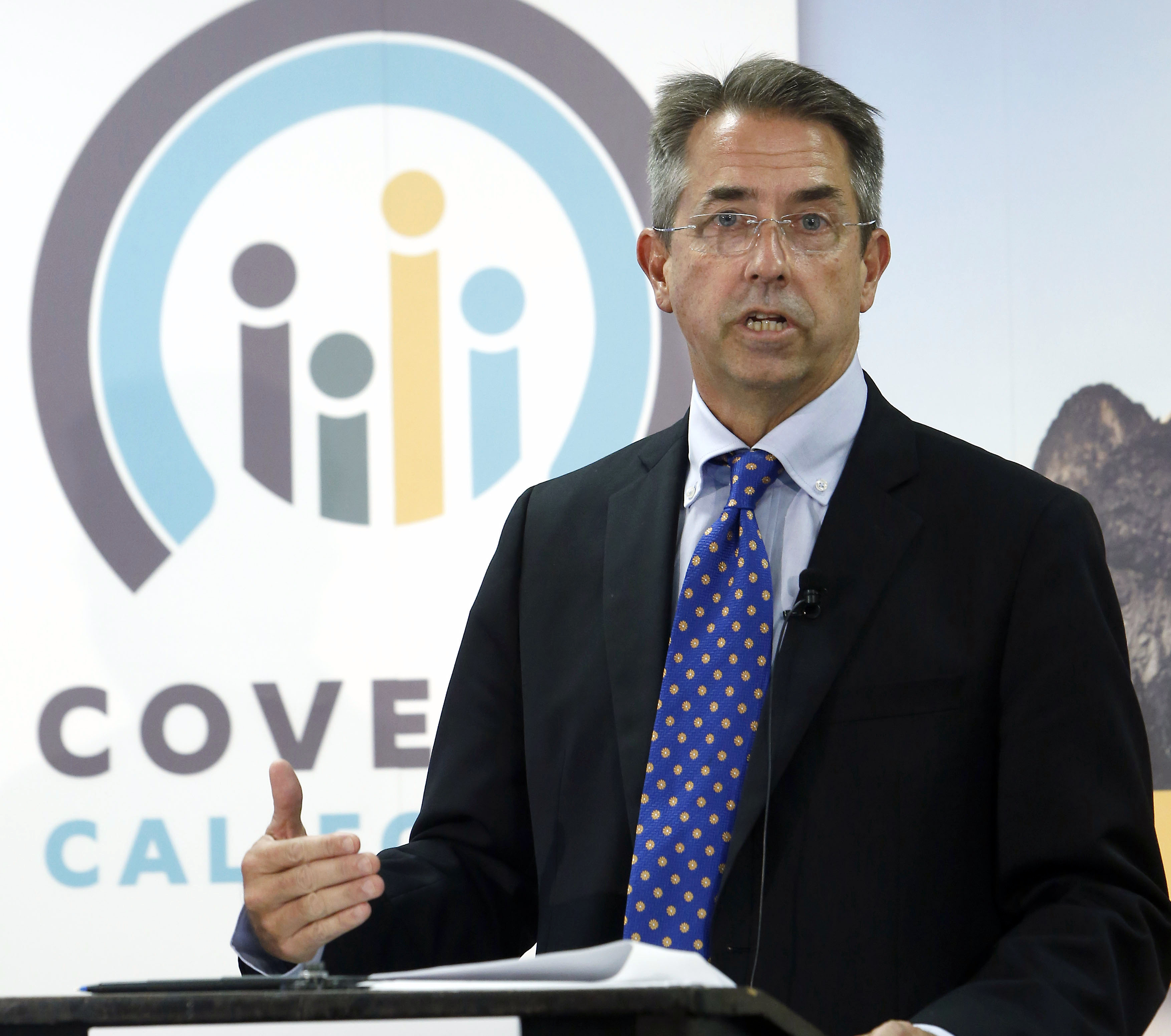 FILE - In this Nov. 13, 2013, file photo, Peter Lee, executive director of Covered California, the state's health insurance exchange, announced that nearly 35,000 people signed up for health insurance during the first month of open enrollment, from Oct. 1 through Nov. 2, during a news conference in Sacramento, Calif.  State-run health insurance markets that offer taxpayer-subsidized coverage under President Barack Obamas law are grappling with high costs and disappointing enrollment, challenges that could lead more of them to turn over functions to the federal government, or join forces with other states. With the pressure gone, "I think you are going to see a much more of a hybrid across the nation,' said Lee. (AP Photo/Rich Pedroncelli, File) (AP)