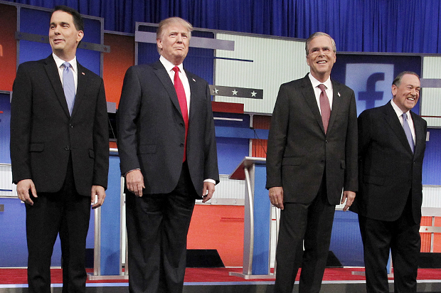 Scott Walker, Donald Trump, Jeb Bush, Mike Huckabee (Reuters/Aaron Josefczyk)