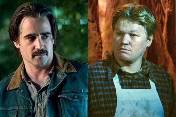 Colin Farrell as Ray Velcoro in “True Detective," Jesse Plemons as Ed Blomquist in “Fargo" (HBO/Lacey Terrell, FX/Mathias Clamer)