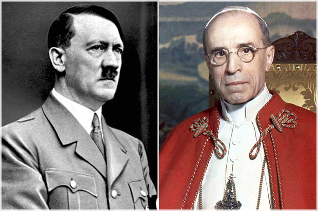 Adolf Hitler, Pope Pius XII (Wikimedia)