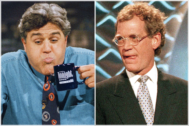Jay Leno, David Letterman (AP/Kevork Djansezian/Bebeto Matthews)