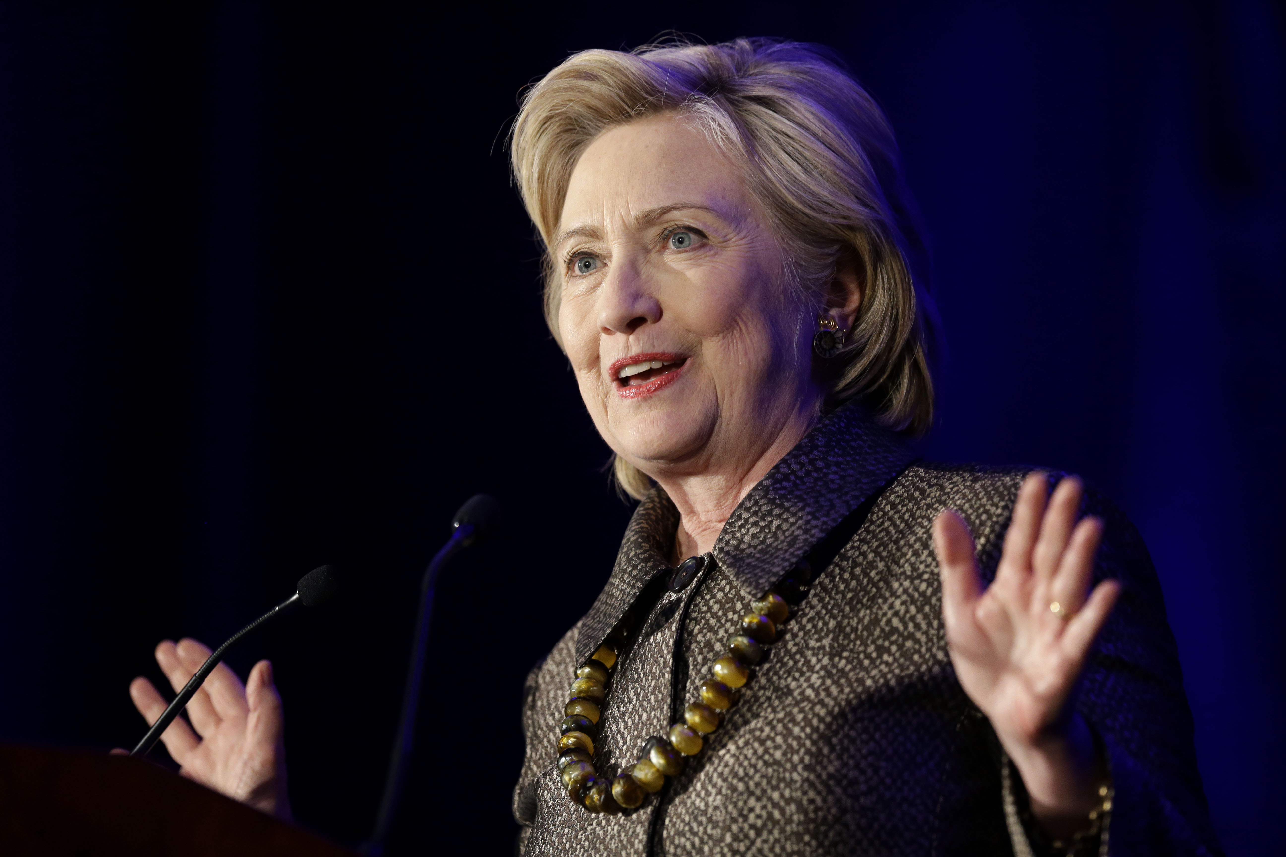 Democratic presidential candidate Hillary Clinton speaks during the 2015 National Immigration Integration Conference in New York, Monday, Dec. 14, 2015. (AP Photo/Seth Wenig) (AP)