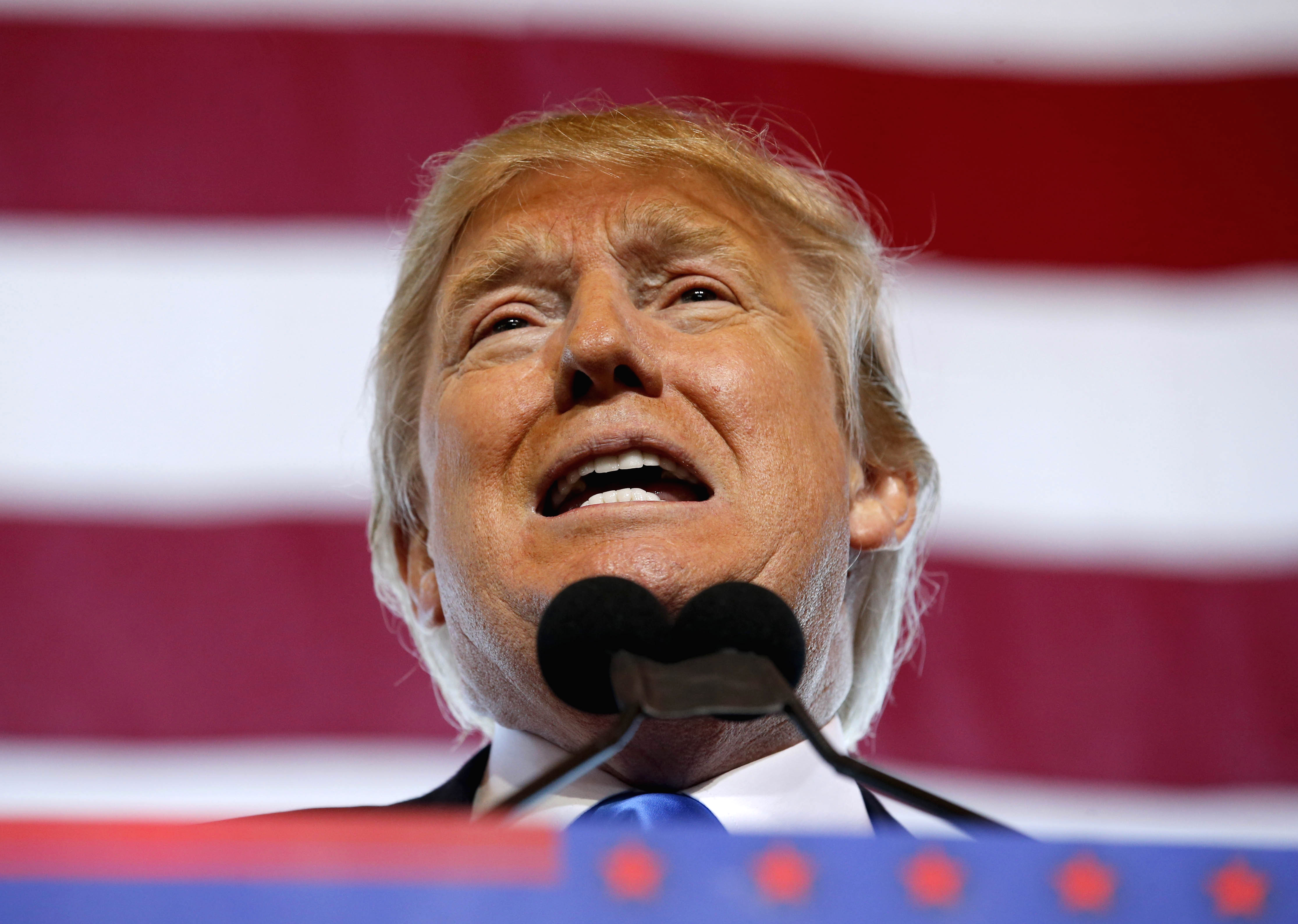 Republican presidential candidate Donald Trump speaks at a campaign rally, Wednesday, Dec. 16, 2015, in Mesa, Ariz. (AP Photo/Ross D. Franklin) (AP)