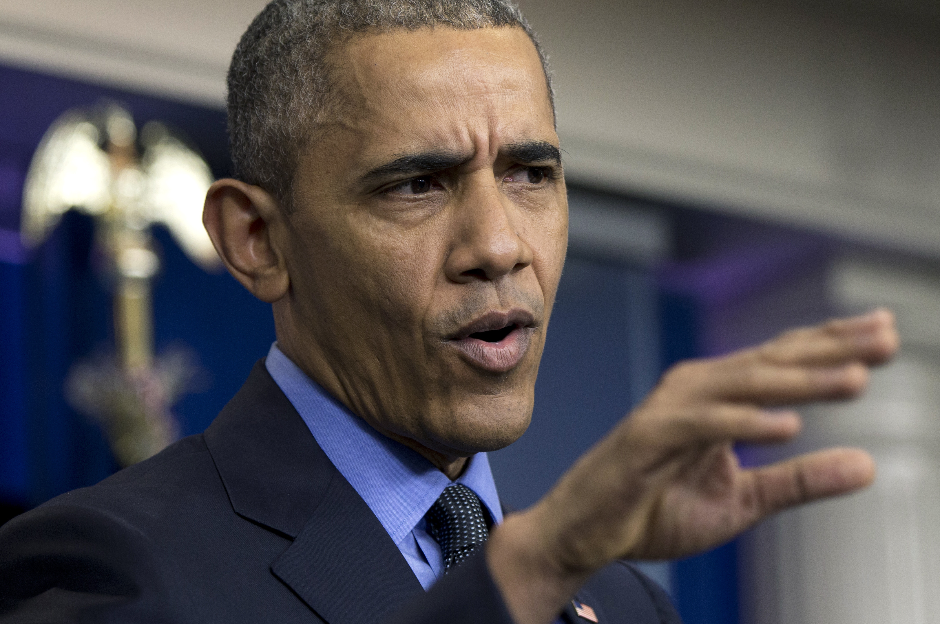 President Barack Obama speaks during a news conference in the Brady Press Briefing Room at the White House in Washington, Friday, Dec. 18, 2015. (AP Photo/Carolyn Kaster) (AP)