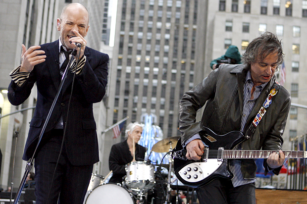 R.E.M. performs on NBC's "Today" in New York's Rockefeller Plaza, Tuesday, April 1, 2008. (AP/Jason DeCrow)