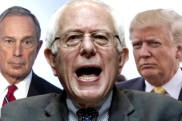 Michael Bloomberg, Bernie Sanders, Donald Trump (AP/Reuters/Carlo Allegri/David Becker/Seth Wenig/Photo montage by Salon)
