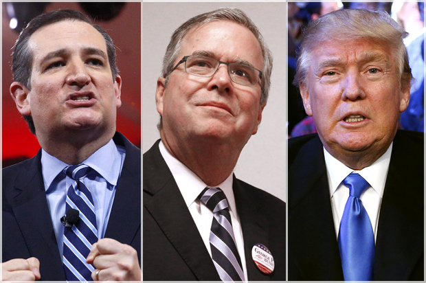 Ted Cruz, Jeb Bush, Donald Trump (AP/Reuters/Kevin Lamarque/LM Otero/Rich Schultz)